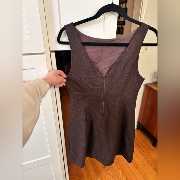 new Reformation Willene boat neck wool blend mini dress in brown - Picture 5 of 5